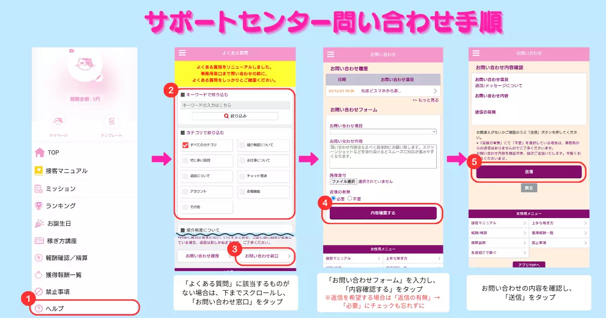 ベリーのサポートセンター問い合わせの手順の解説