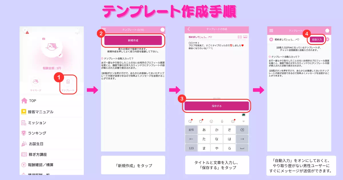 ベリーのテンプレート作成の手順の解説