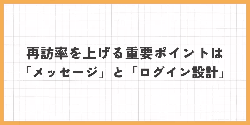 再訪率を上げる重要ポイントは「メッセージ」と「ログイン設計」