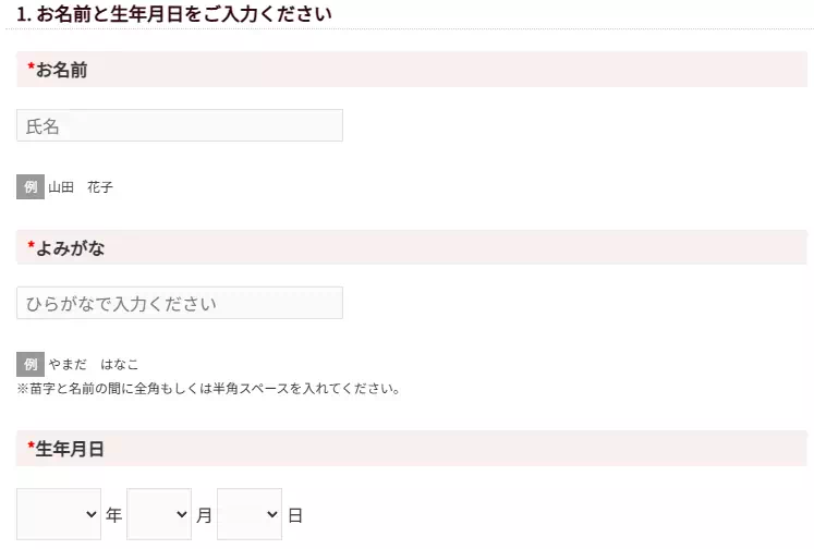 FANZAライブチャットの個人情報を入力1