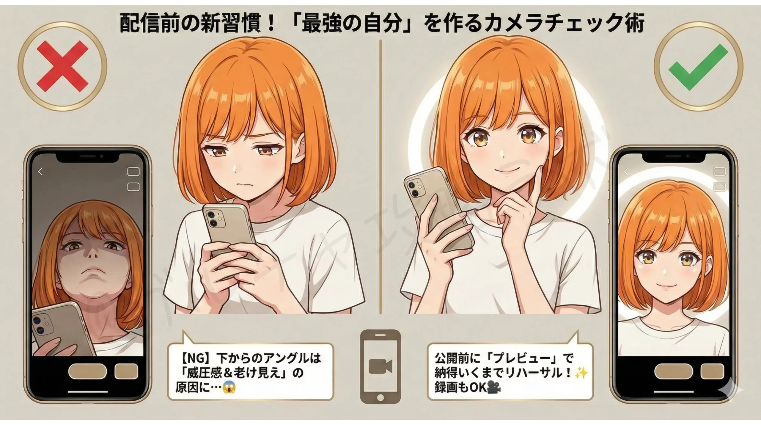 ガールズチャットで配信する前にビューティーカメラを設定しよう