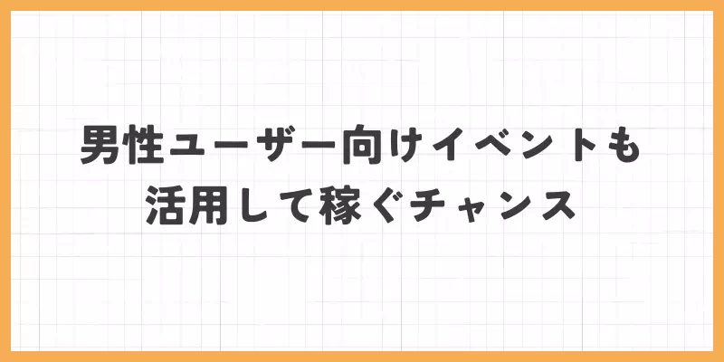 男性ユーザー向けイベントも活用して稼ぐチャンスのバナー