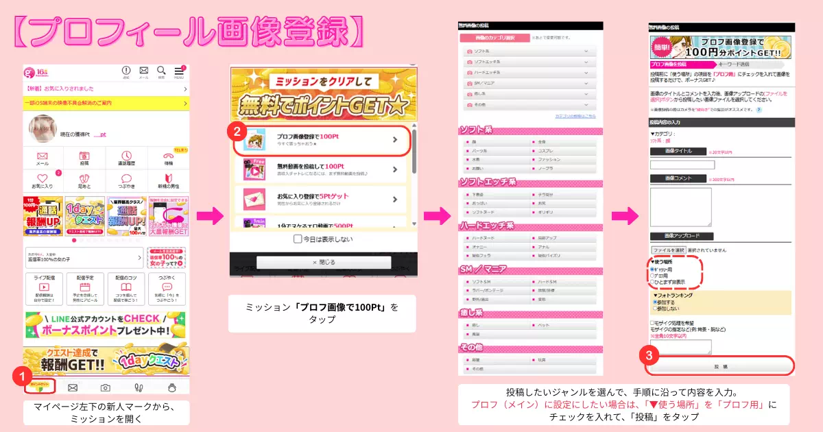 プロフィール設定の手順の画像