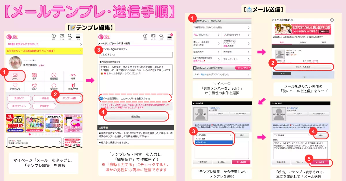 メールテンプレ作成手順の画像