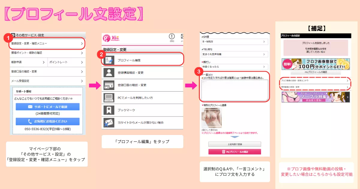 プロフィール文設定の画像