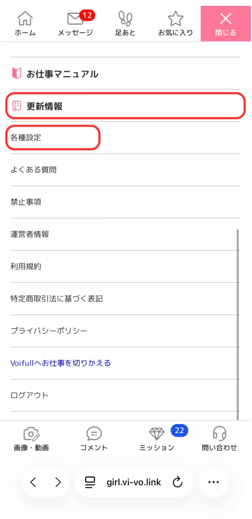 VI-VO(ビーボ)の各種設定