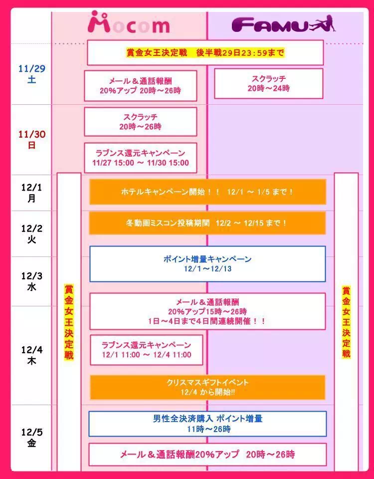 モコムのイベントスケジュールの画像